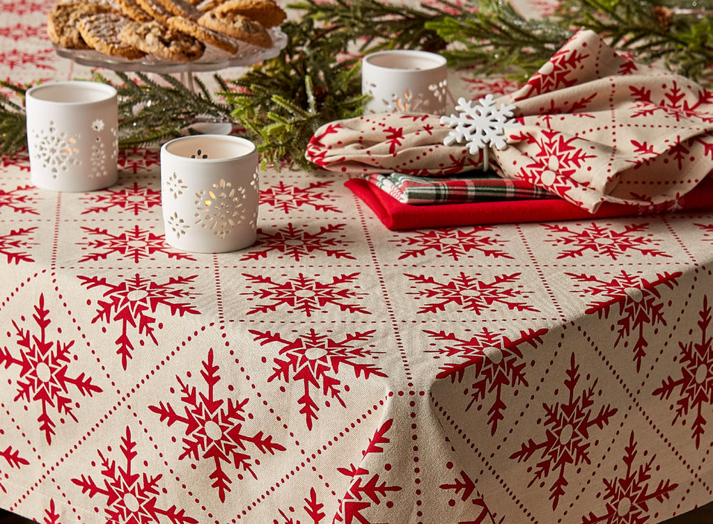 Scandinavian Snowflakes Printed Tablecloth - 60 X 84