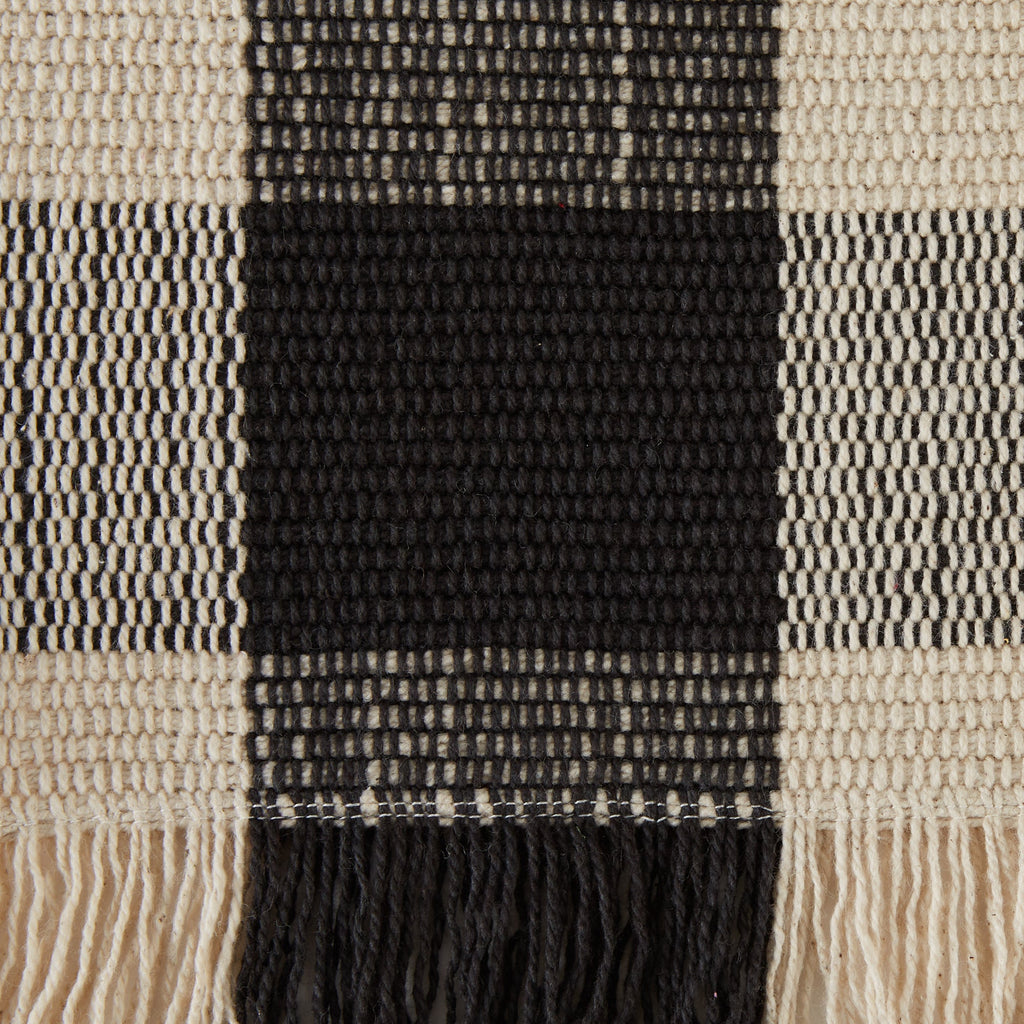 Black Check Fringe Table Runner - 13 X 75