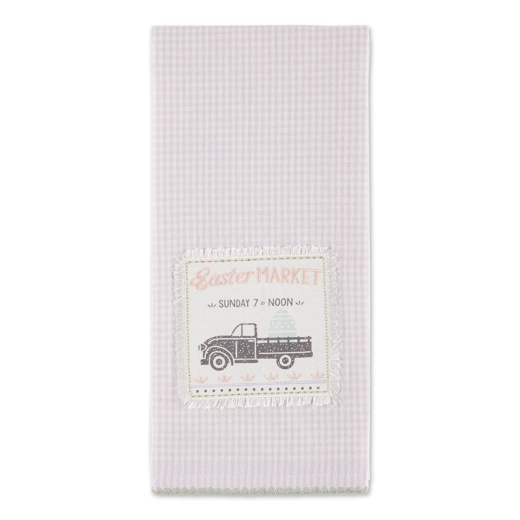 Easter Market Truck Embellished Dishtowel