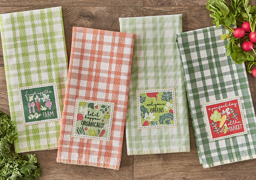 Eat Your Greens Embellished Dishtowel