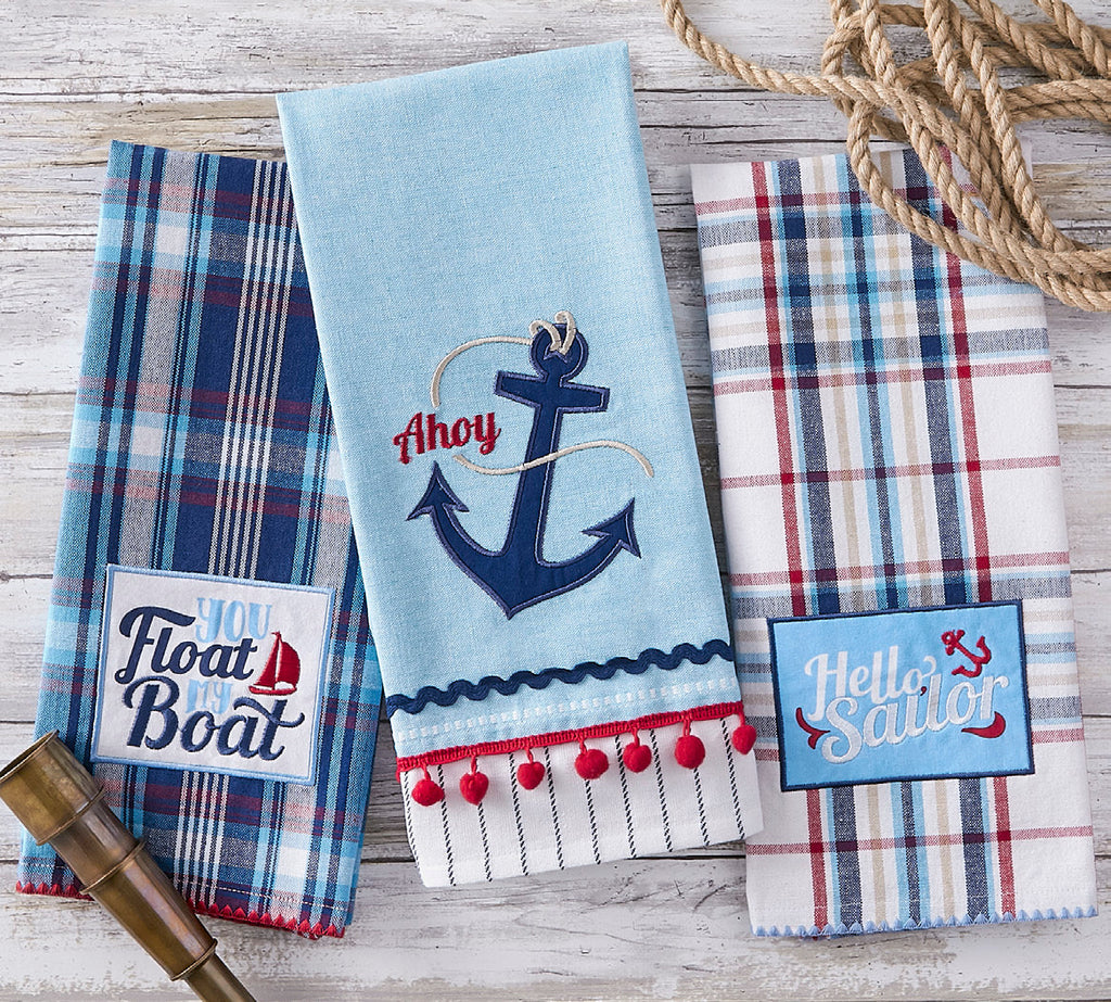 Ahoy Embellished Dishtowel