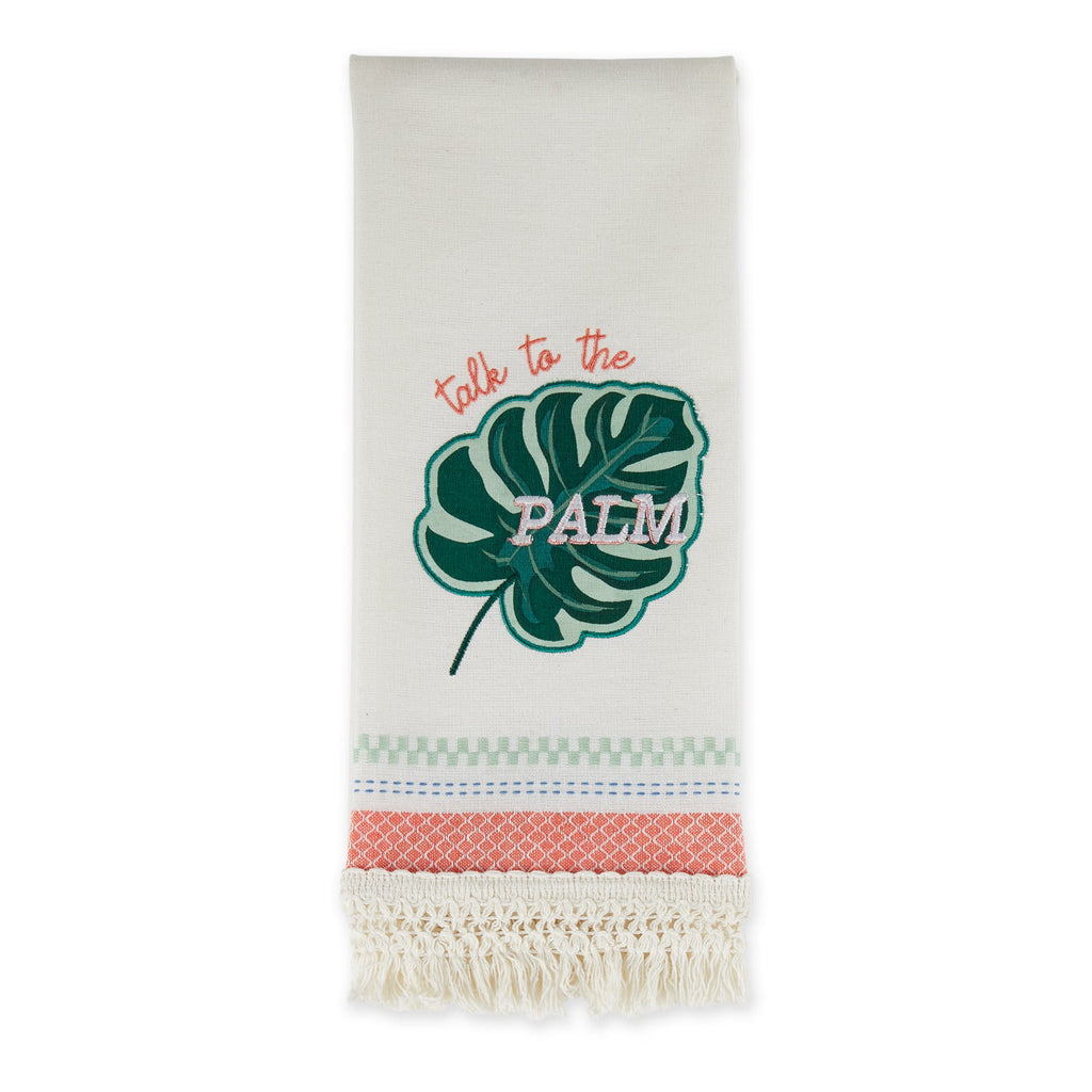 Talk To Palm Embellished Dishtowel