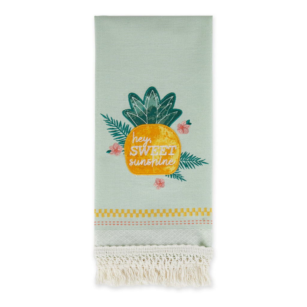 Sweet Pineapple Embellished Dishtowel