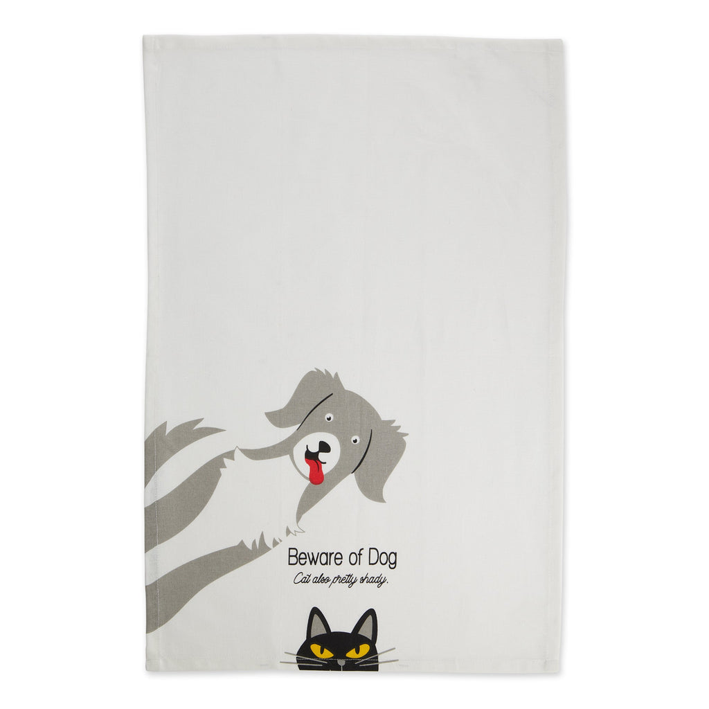 Beware Of Dog & Cat Printed Dishtowel