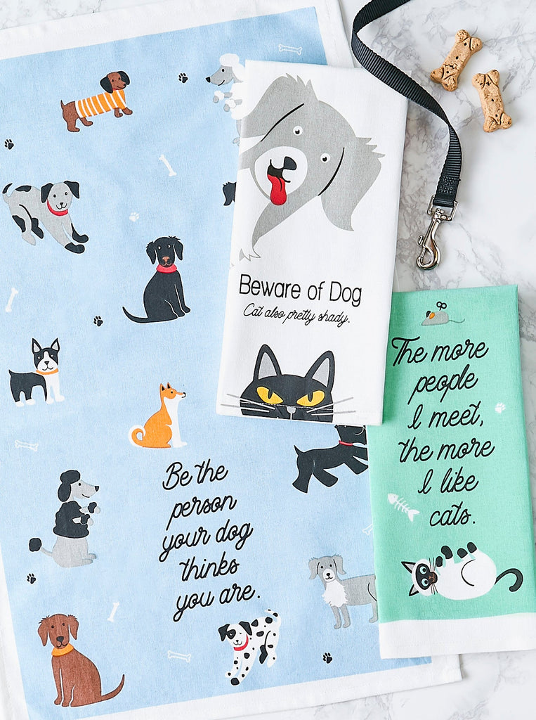 Beware Of Dog & Cat Printed Dishtowel