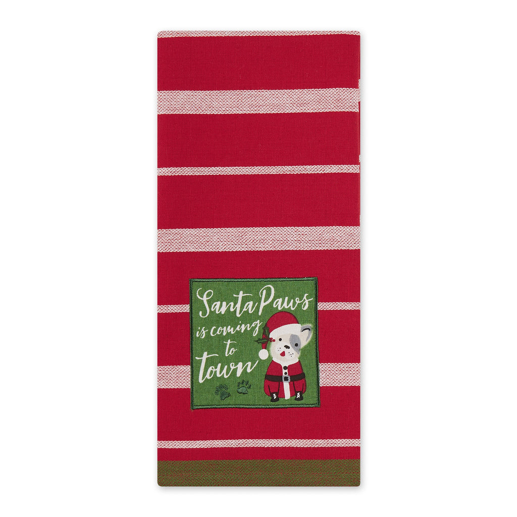 Santa Paws Embellished Dishtowel