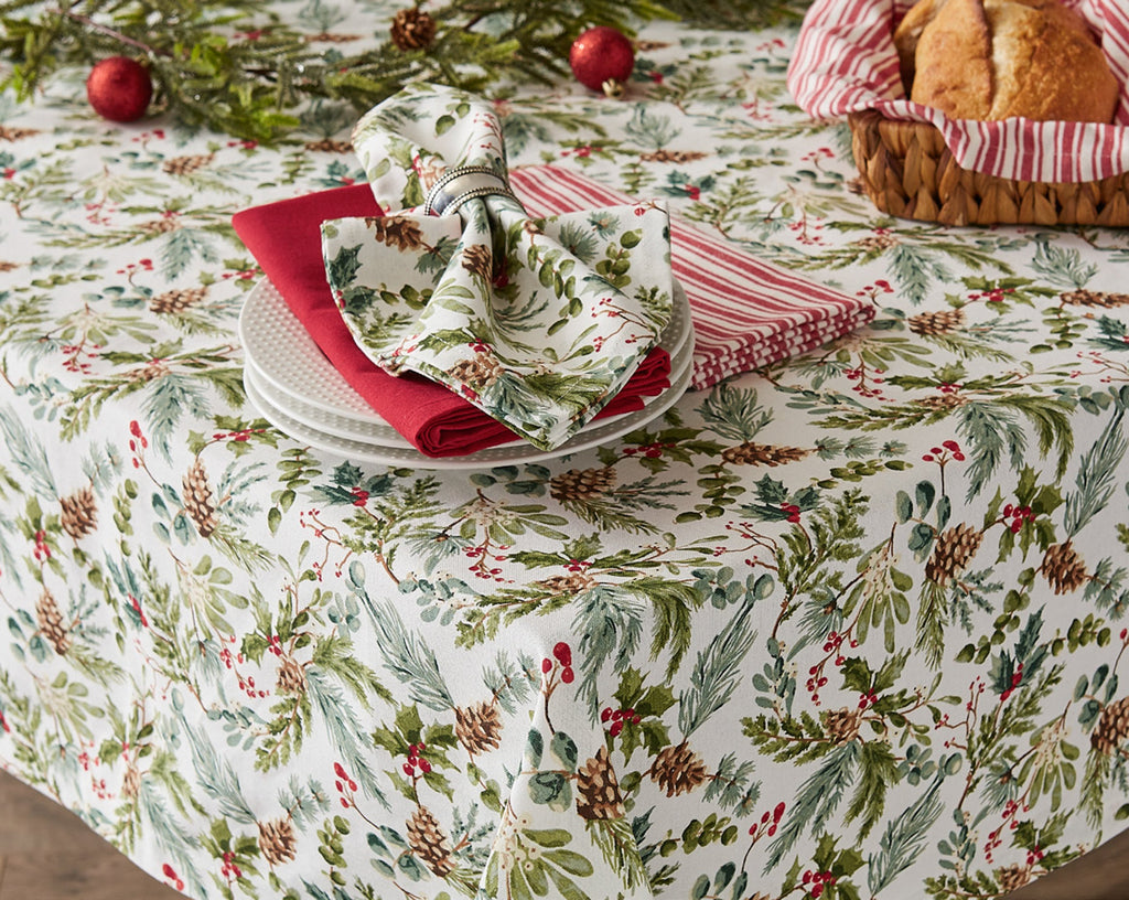 Holiday Sprigs Printed Tablecloth -  52 X 52"