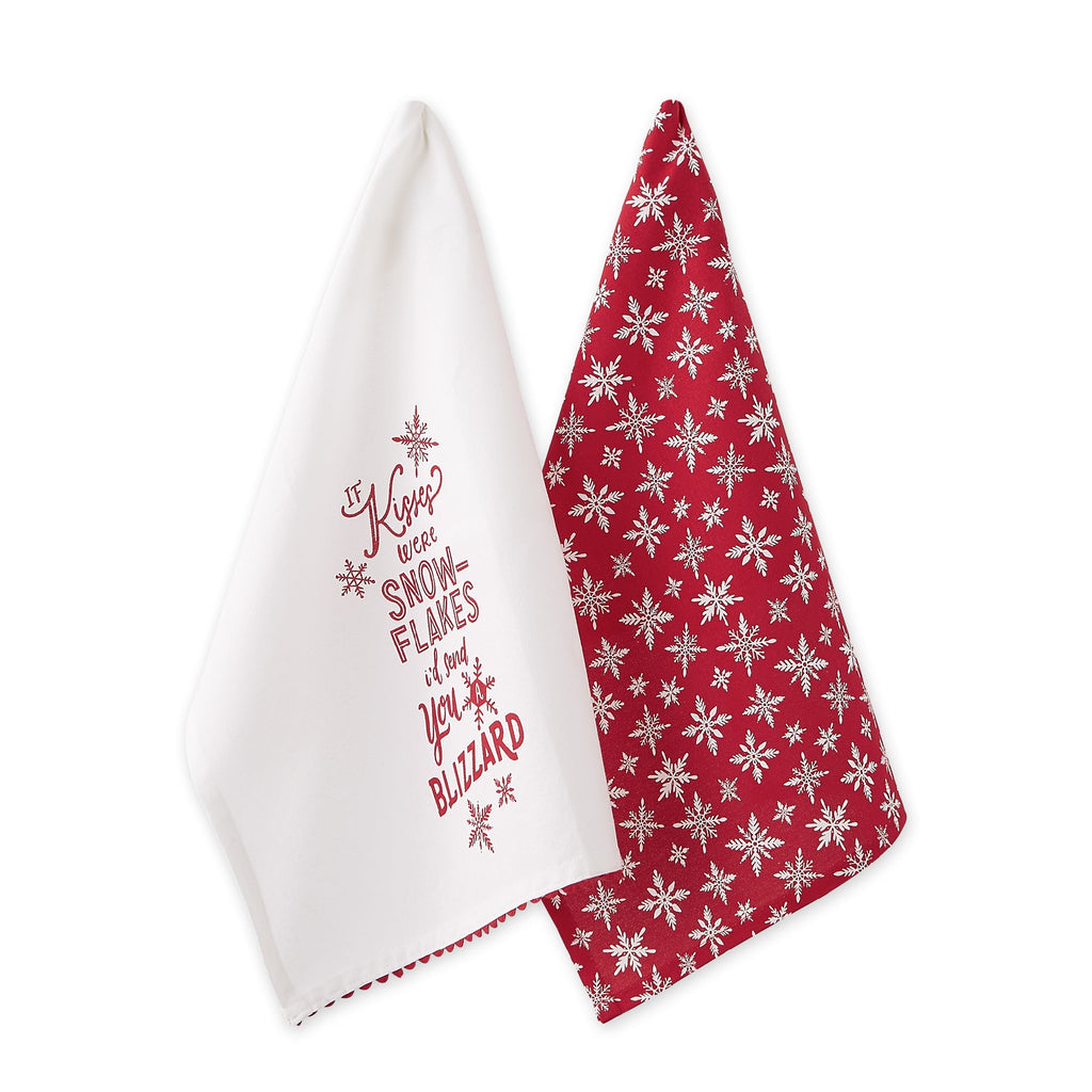 Snowflake Kisses Dishtowel Set Of 2