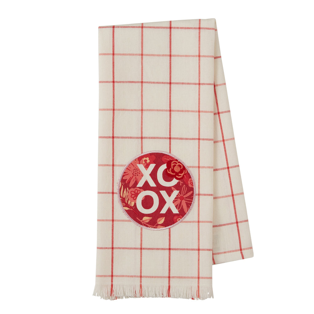 Floral XOXO Embellished Dishtowel