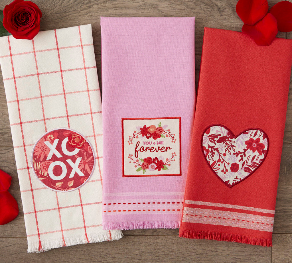 Floral XOXO Embellished Dishtowel