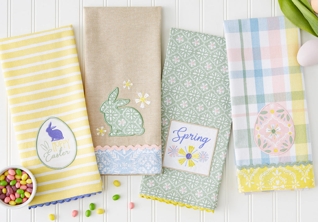 Hoppy Easter Embellished Dishtowel