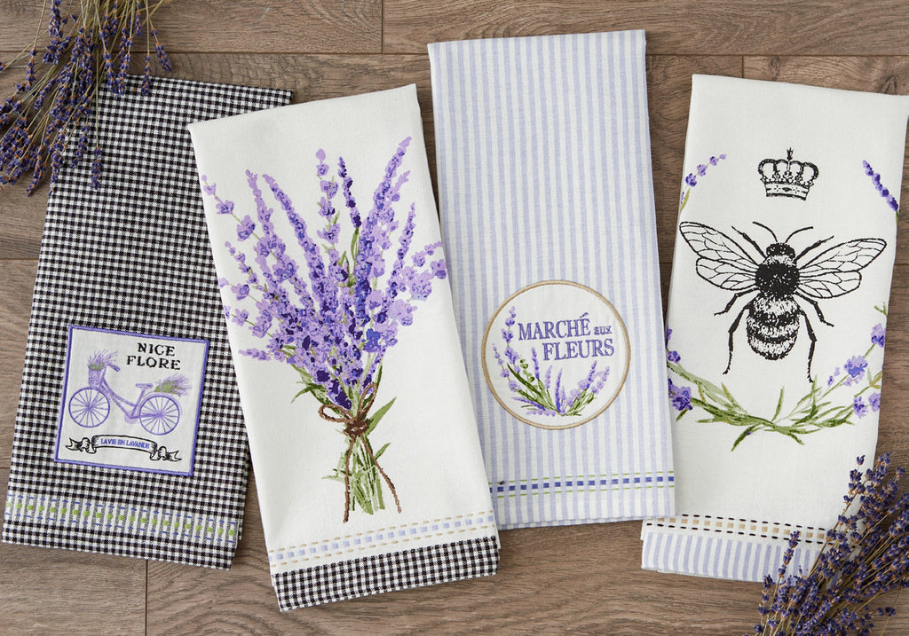 Lavender Bouquet Embellished Dishtowel