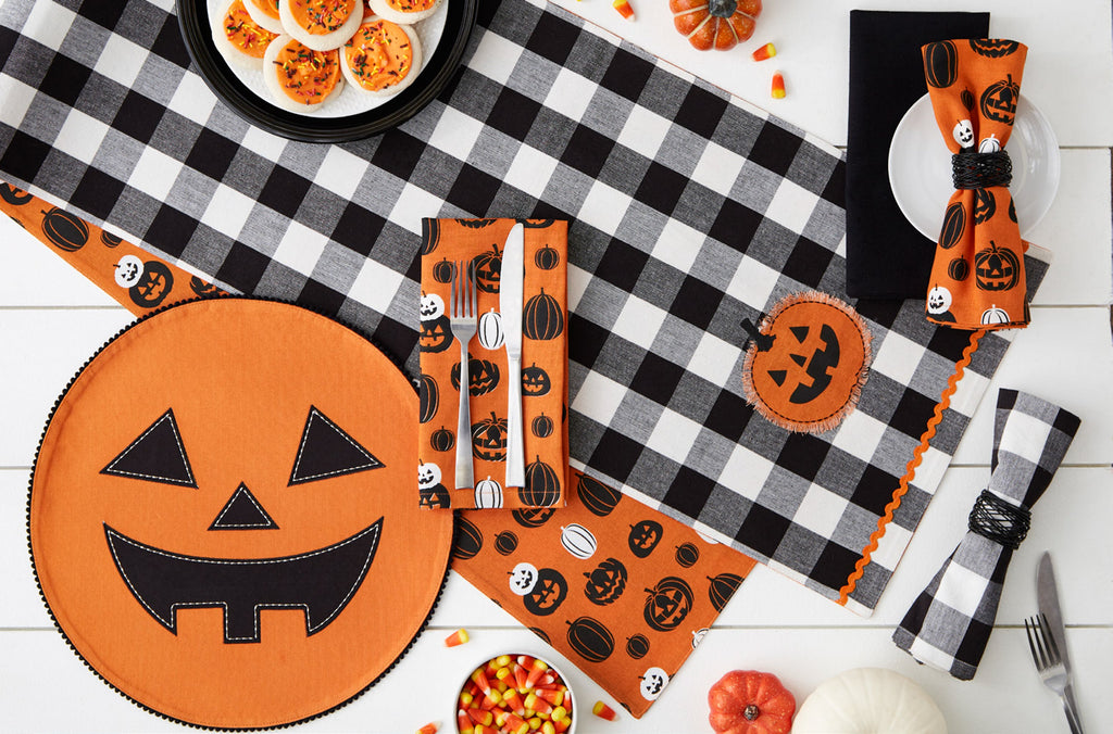 Jack O Lantern Buffalo Check Table Runner