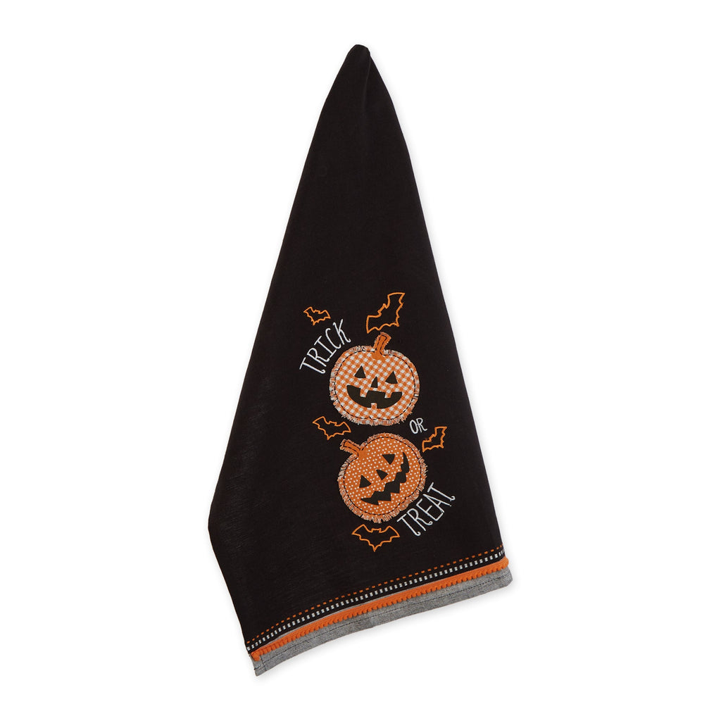 Trick Or Treat Pumpkins Embellished Dishtowel