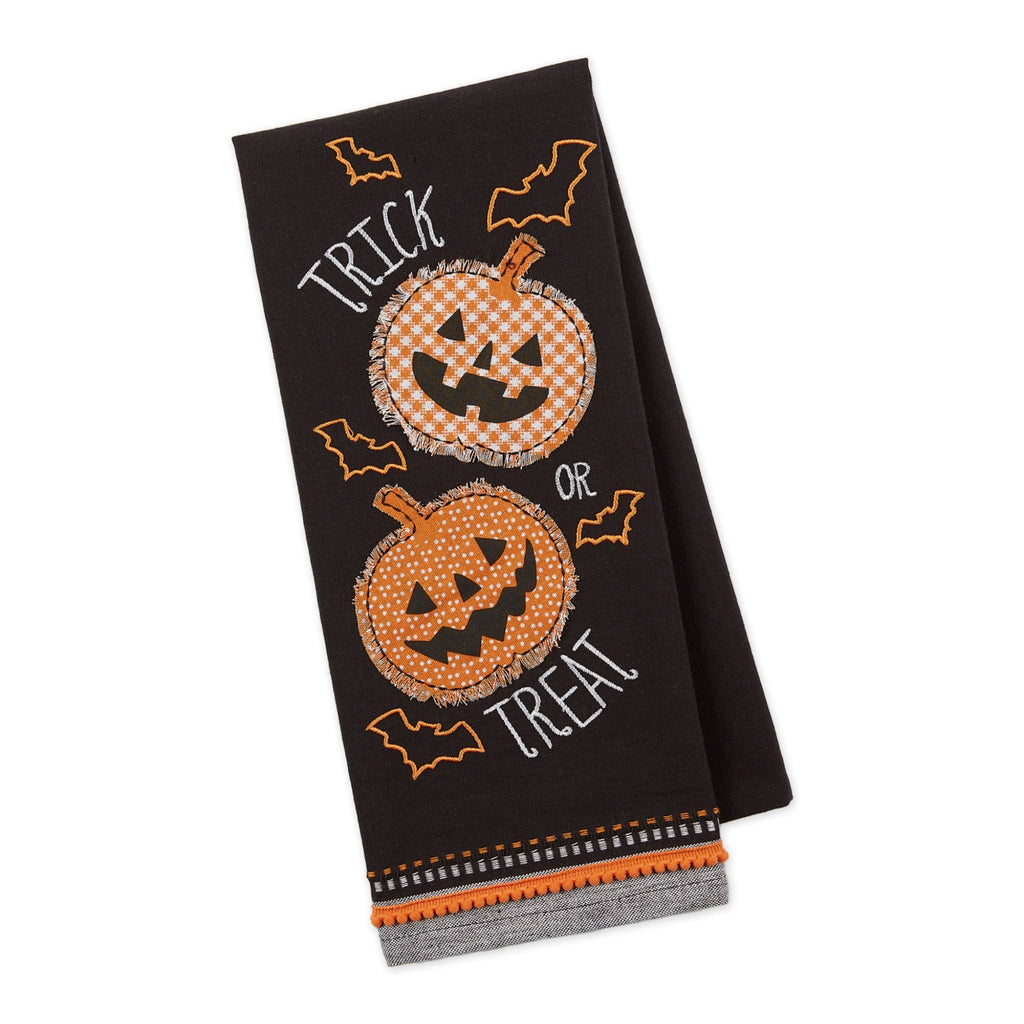 Trick Or Treat Pumpkins Embellished Dishtowel