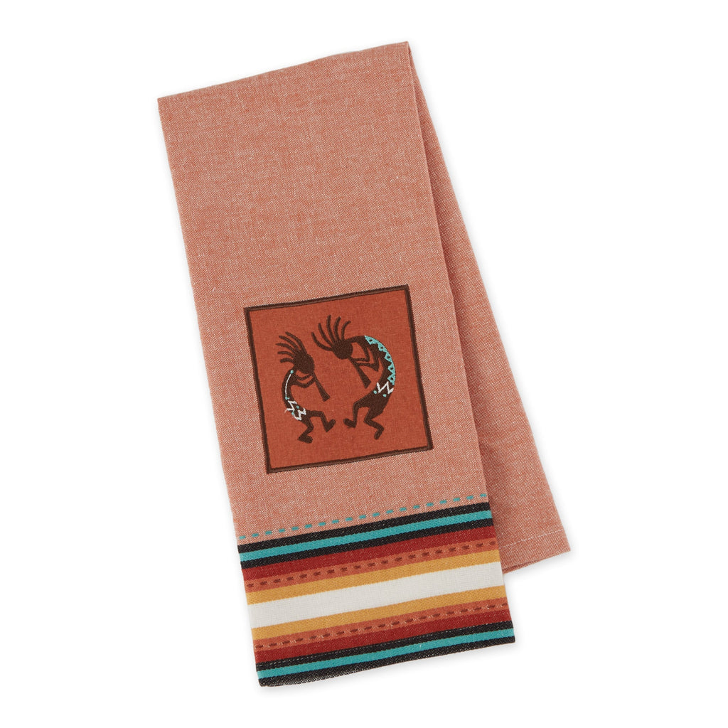 Kokopelli Pair Embroidered Dishtowel