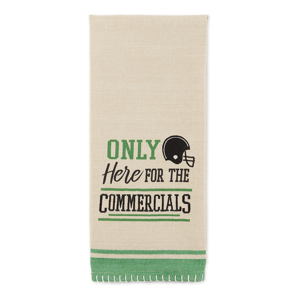 Here For The Commericals Embellished Dishtowel