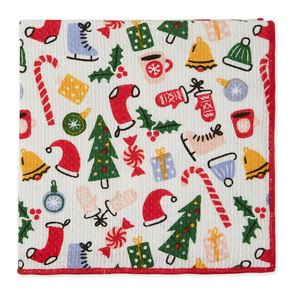 Holiday Vibes Printed Waffle Dishcloth Set Of 4