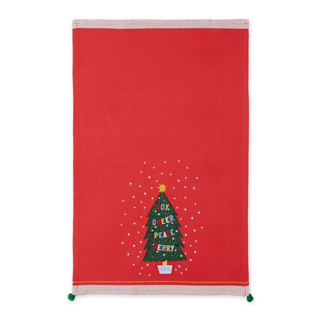 Christmas Wishes Tree Embellished Dishtowel