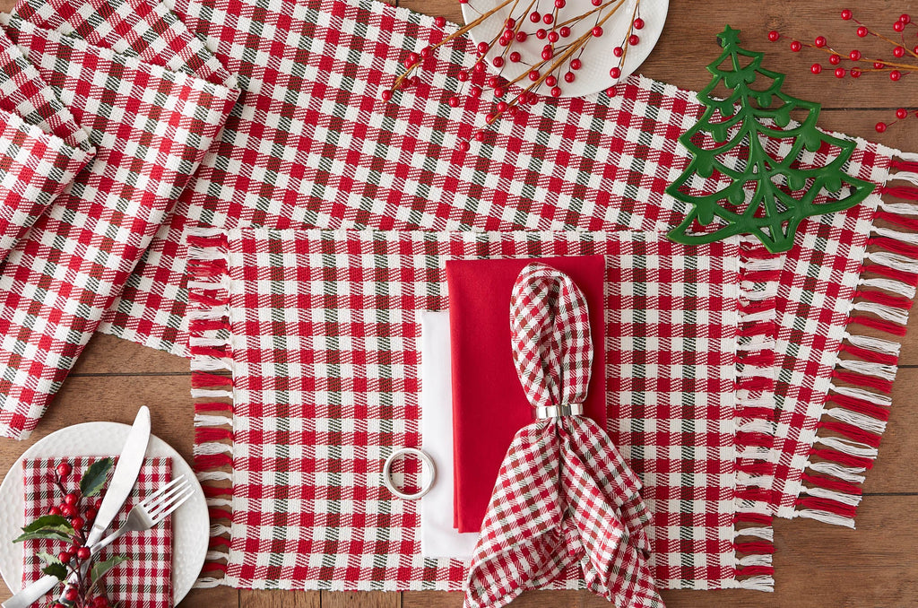 Holiday Houndstooth Plaid Napkin