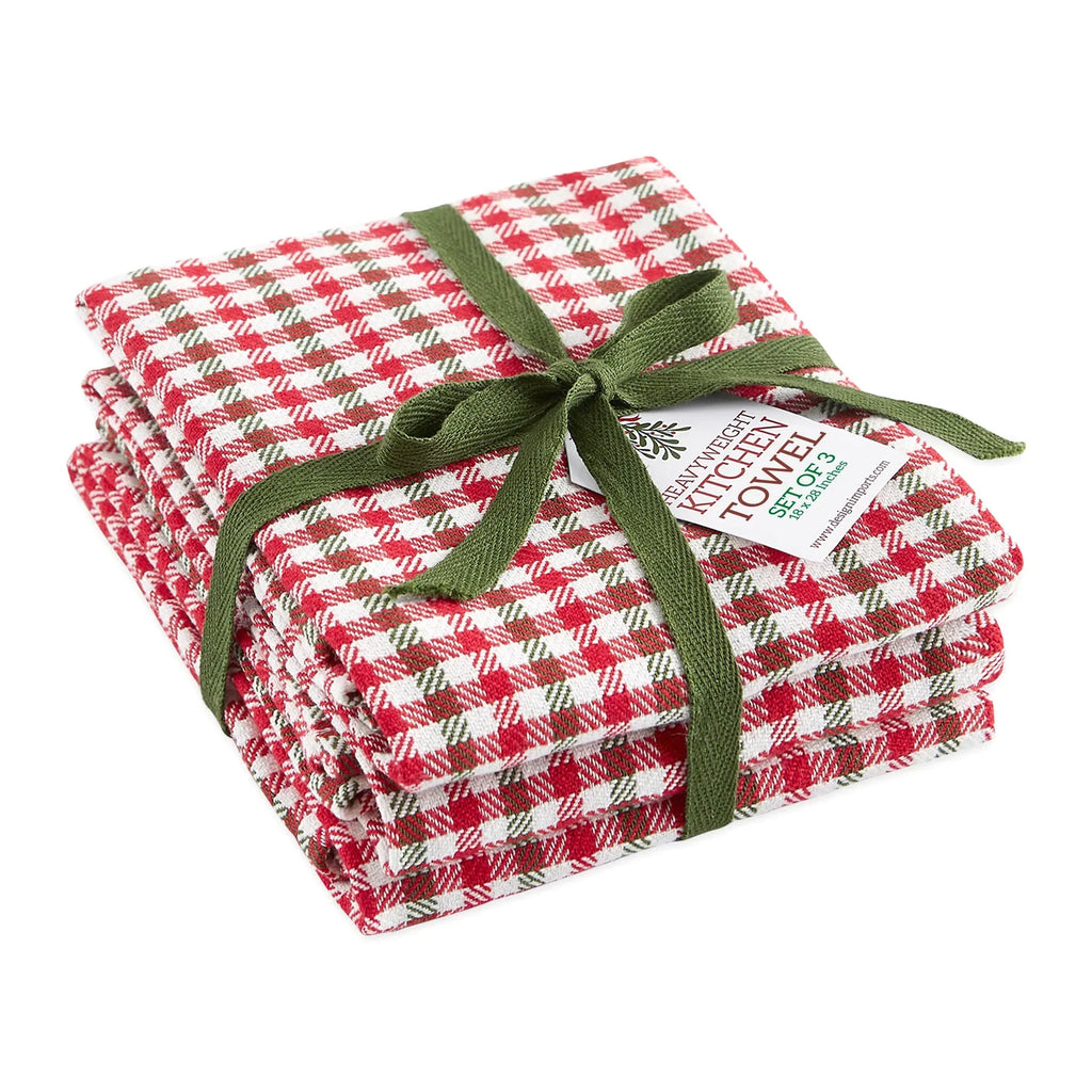 Holiday Houndstooth Heavyweight Dishtowel Set Of 3