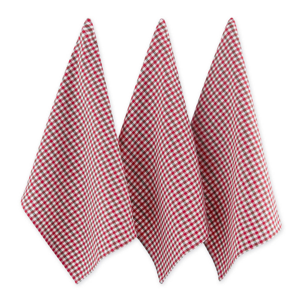 Holiday Houndstooth Heavyweight Dishtowel Set Of 3