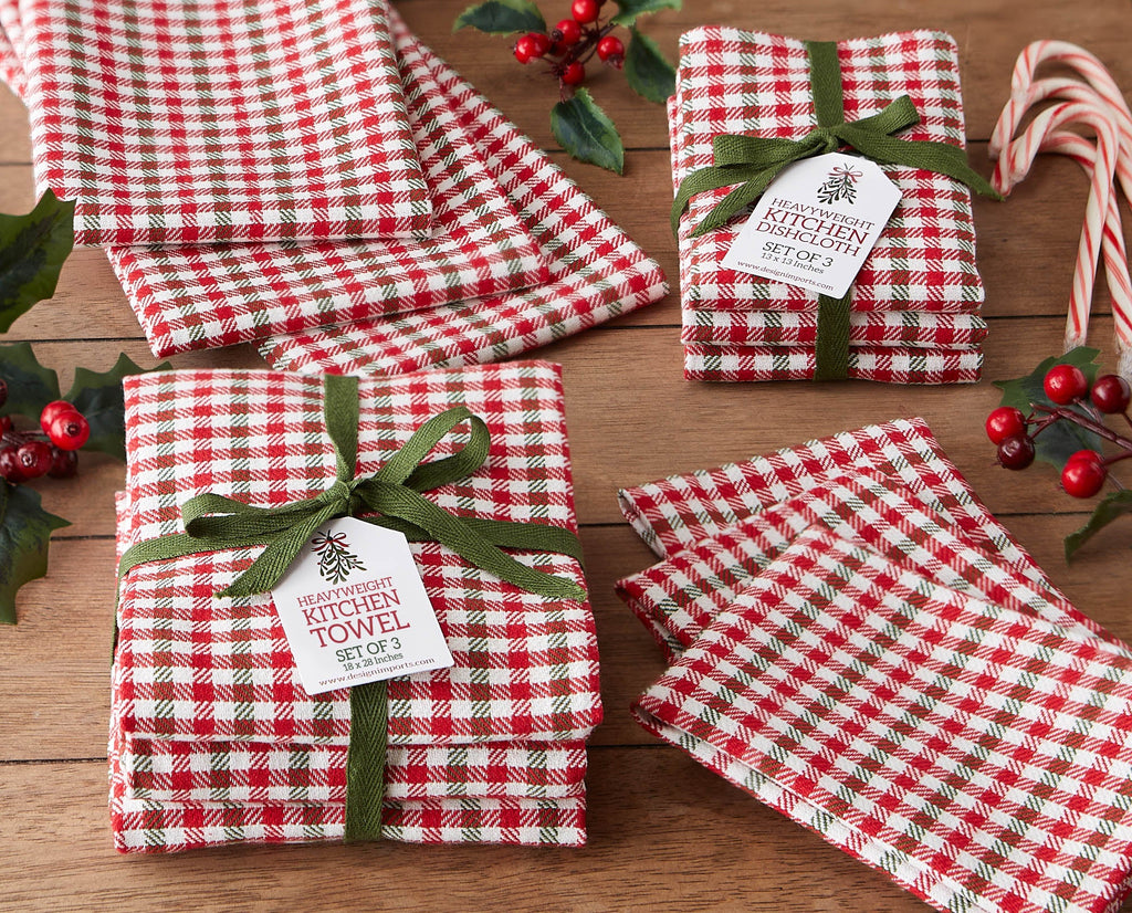 Holiday Houndstooth Heavyweight Dishtowel Set Of 3