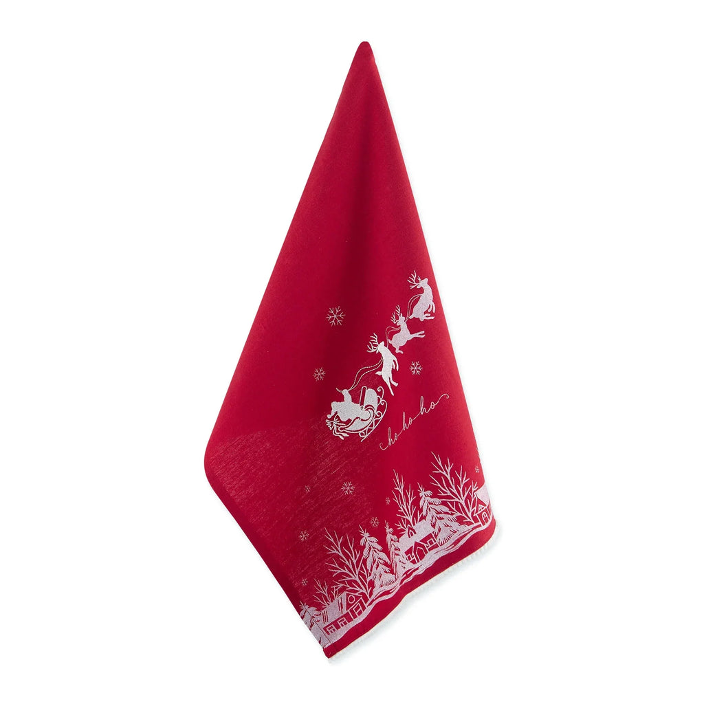 Santas Sleigh Embellished Dishtowel