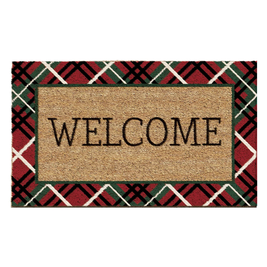 Holiday Plaid Welcome Doormat