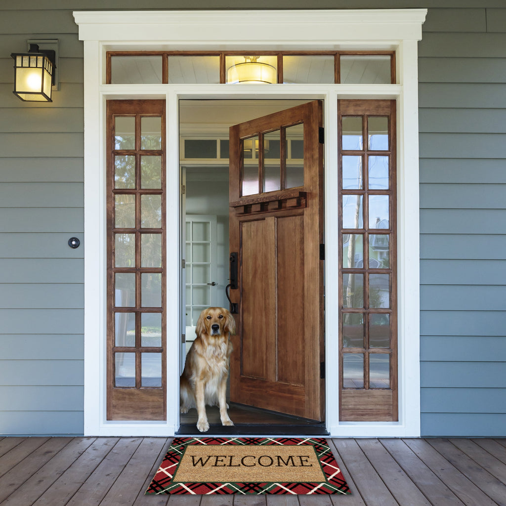 Holiday Plaid Welcome Doormat