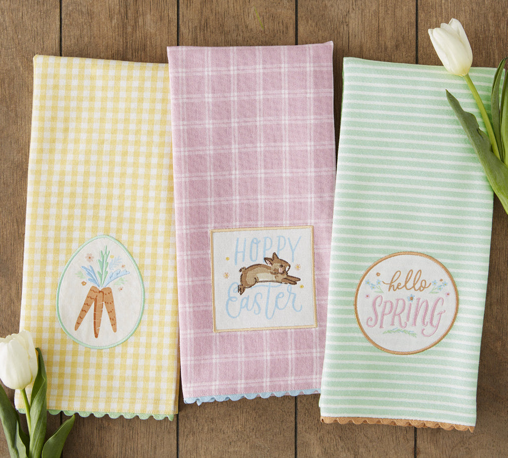 Spring Carrots Embellished Dishtowel