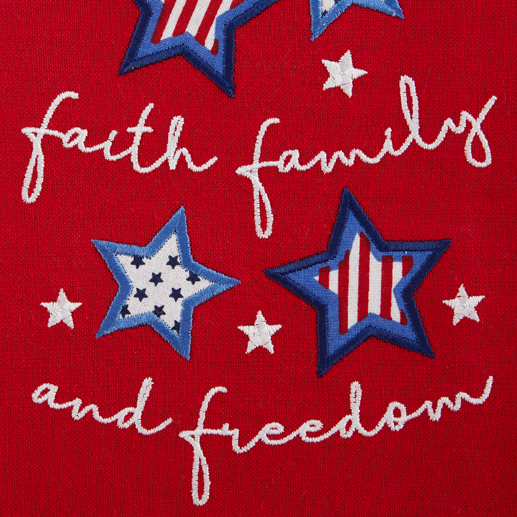 Faith Family Freedom Embellished Dishtowel