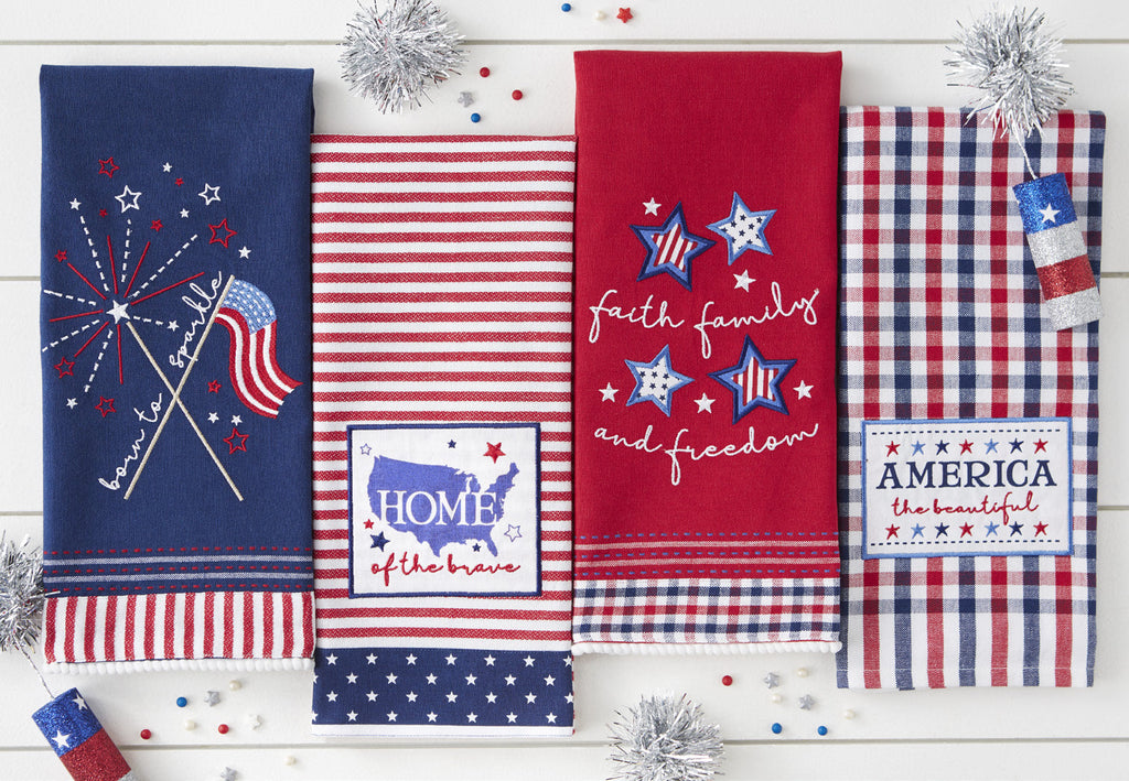 America the Beautiful Embellished Dishtowel