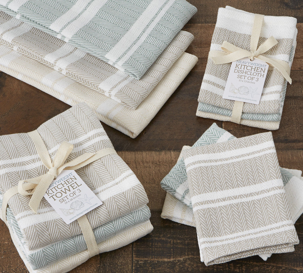 Boardwalk Herringbone Stripe Dishtowel Set of 3