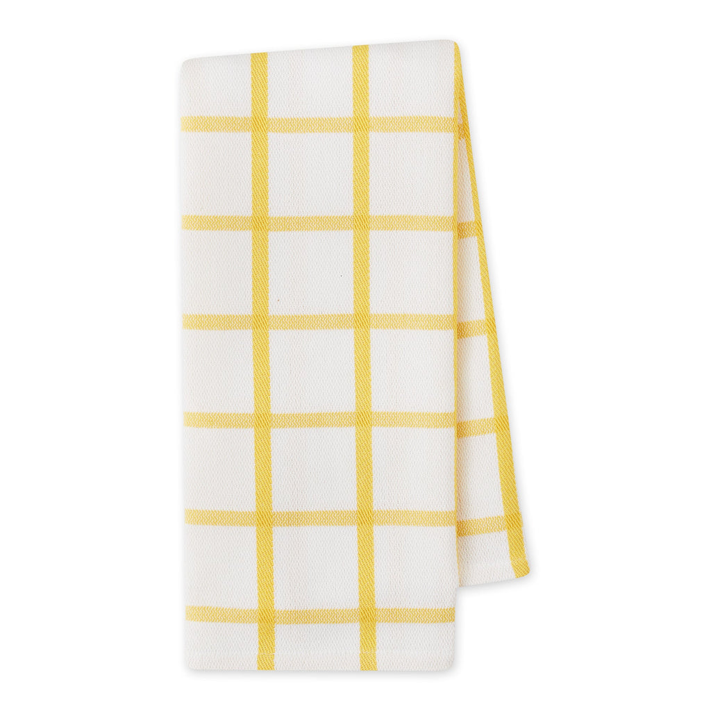 Yarrow Yellow Windowpane Plaid Dishtowel