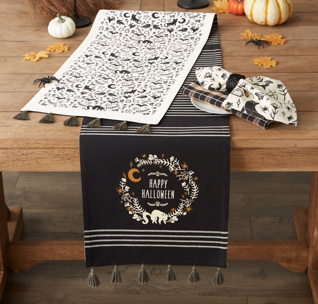 Spooky Wreath Embellished Table Runner