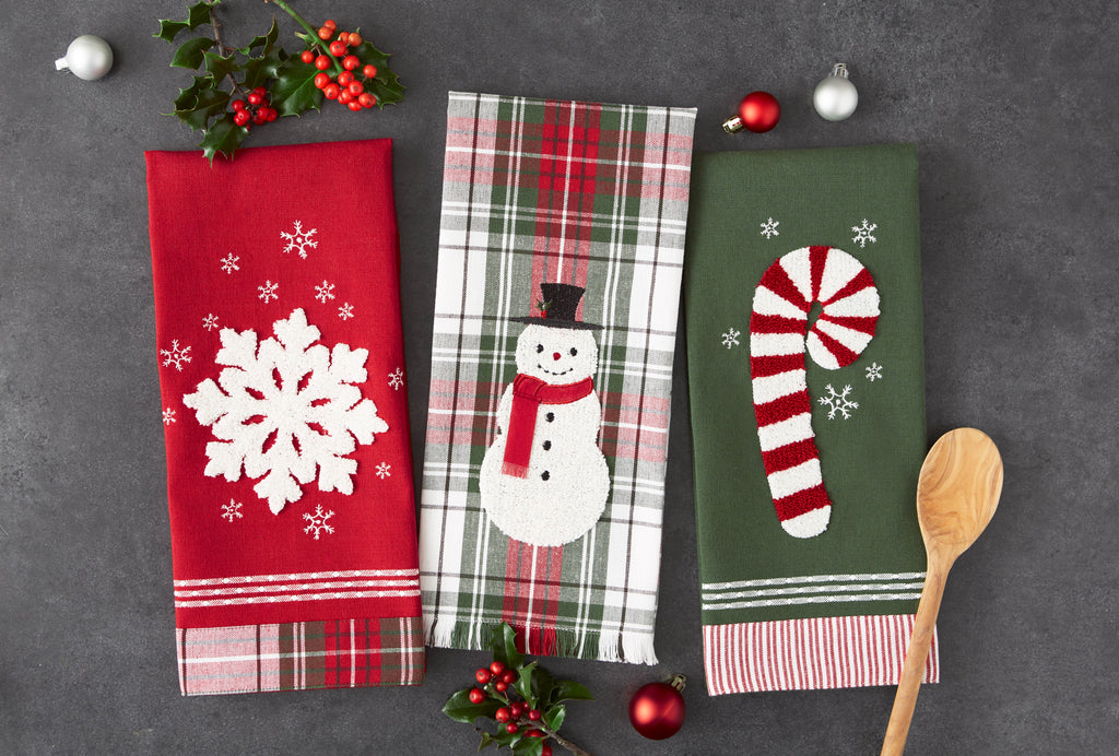 Candy Cane Embellished Dishtowel