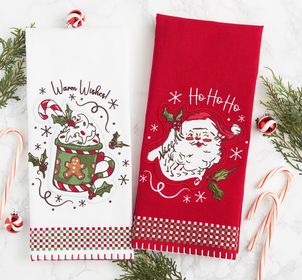 Santa's Nice List Embellished Dishtowel