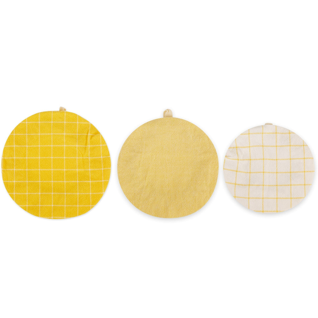 Yarrow Yellow Dish Covers Set of 3