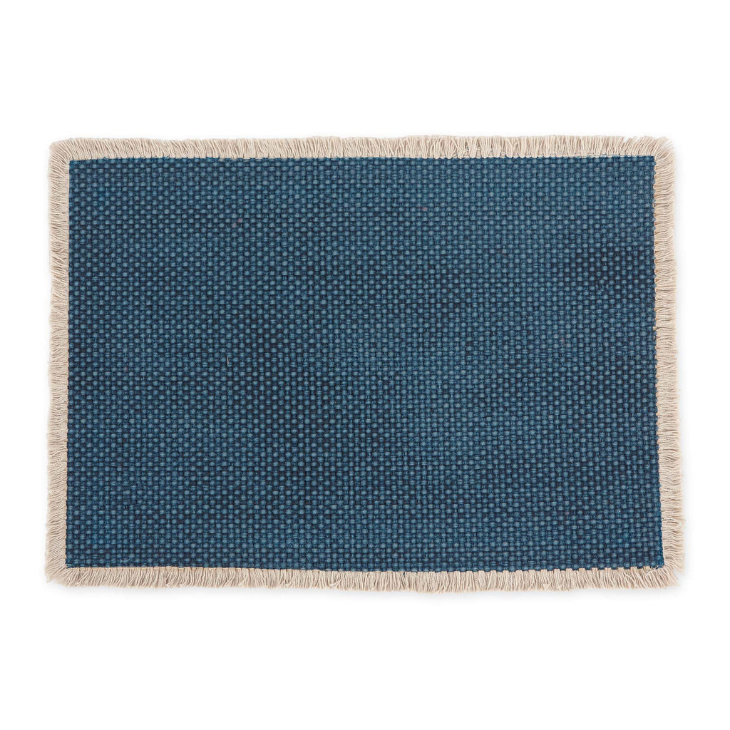 Weathered Blue Basket Fringe Placemat