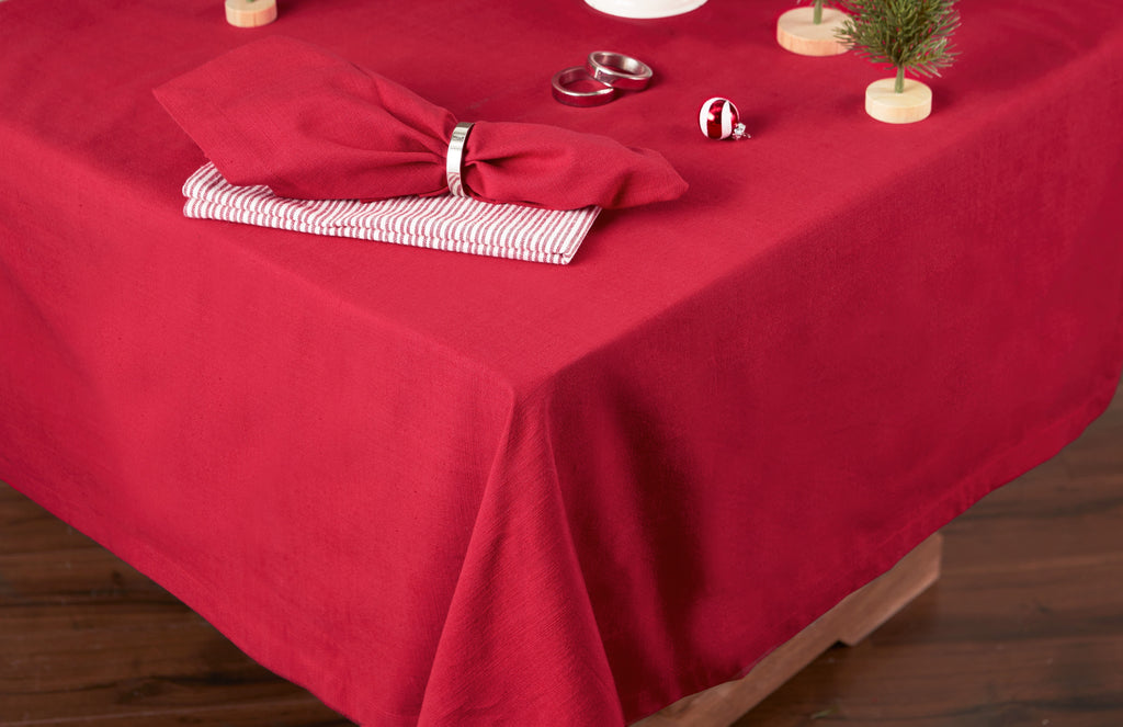 Holly Berry Slub Tablecloth -  60 x 84"