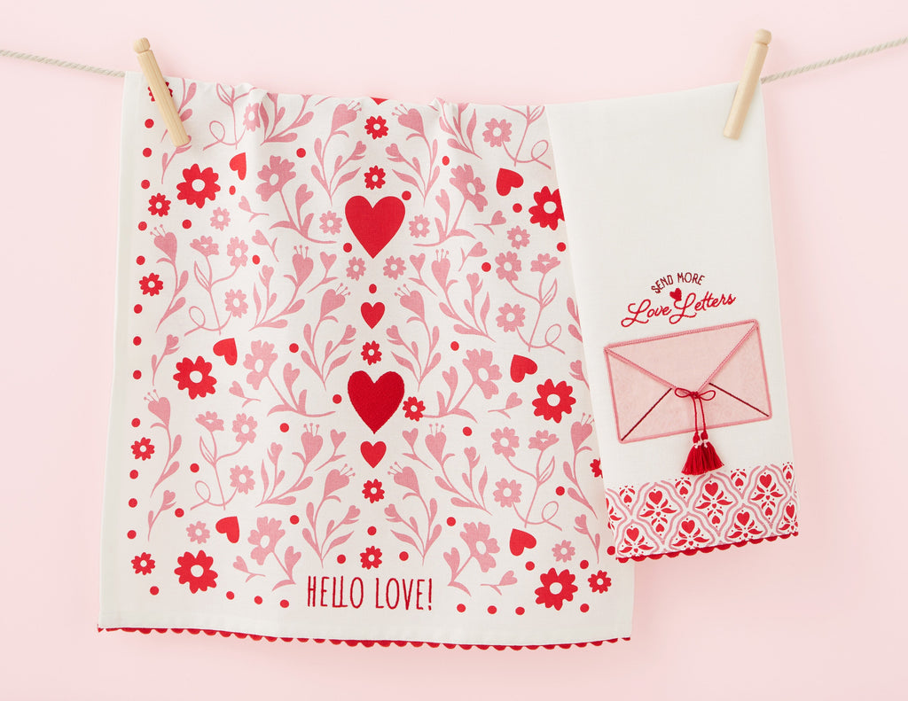 Hello Love Embellished Dishtowel