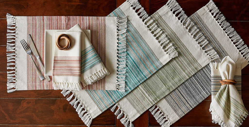 Black Striped Fringe Placemat