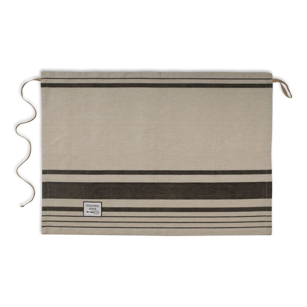 Dishtowel Apron - Flax & Black Pantry Stripe