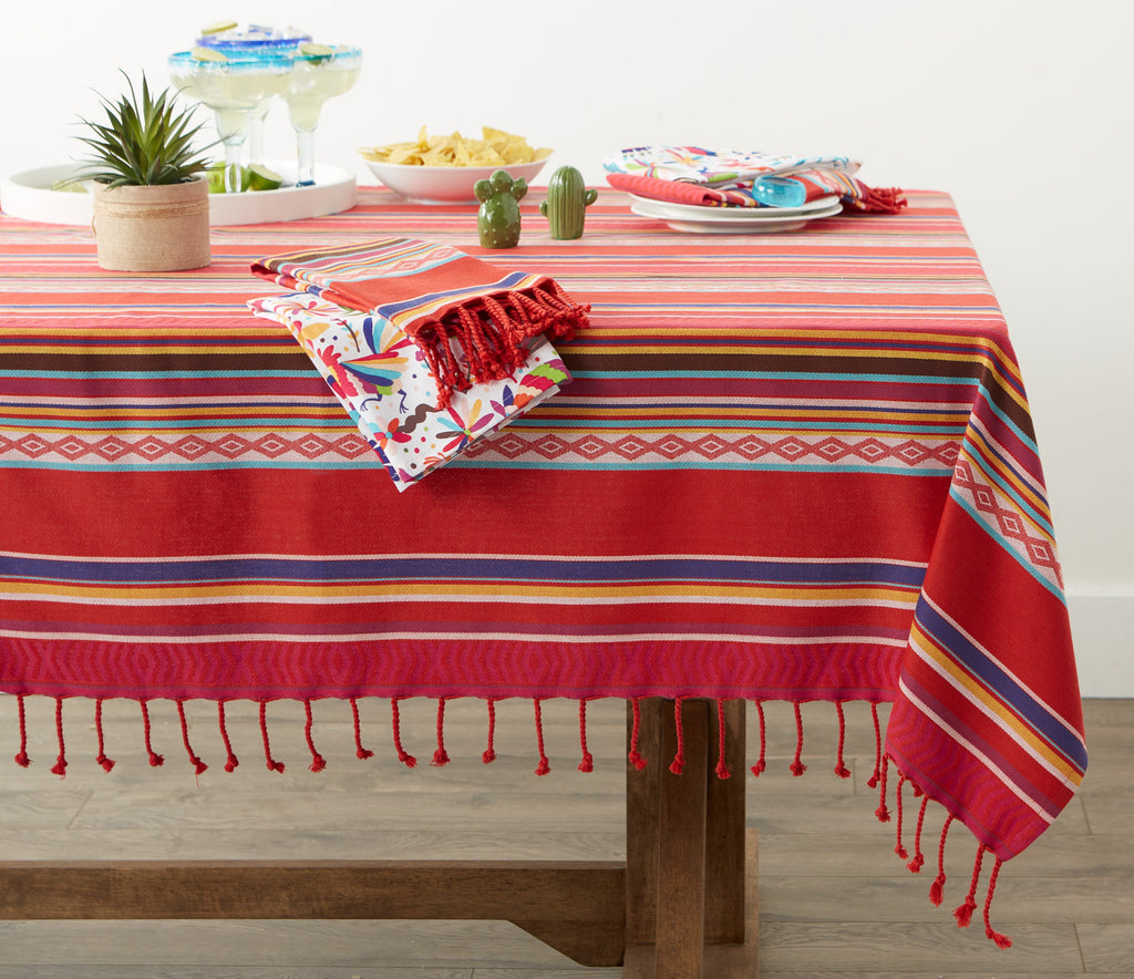 Baja Stripe Jacquard Tablecloth -  52 x 52"