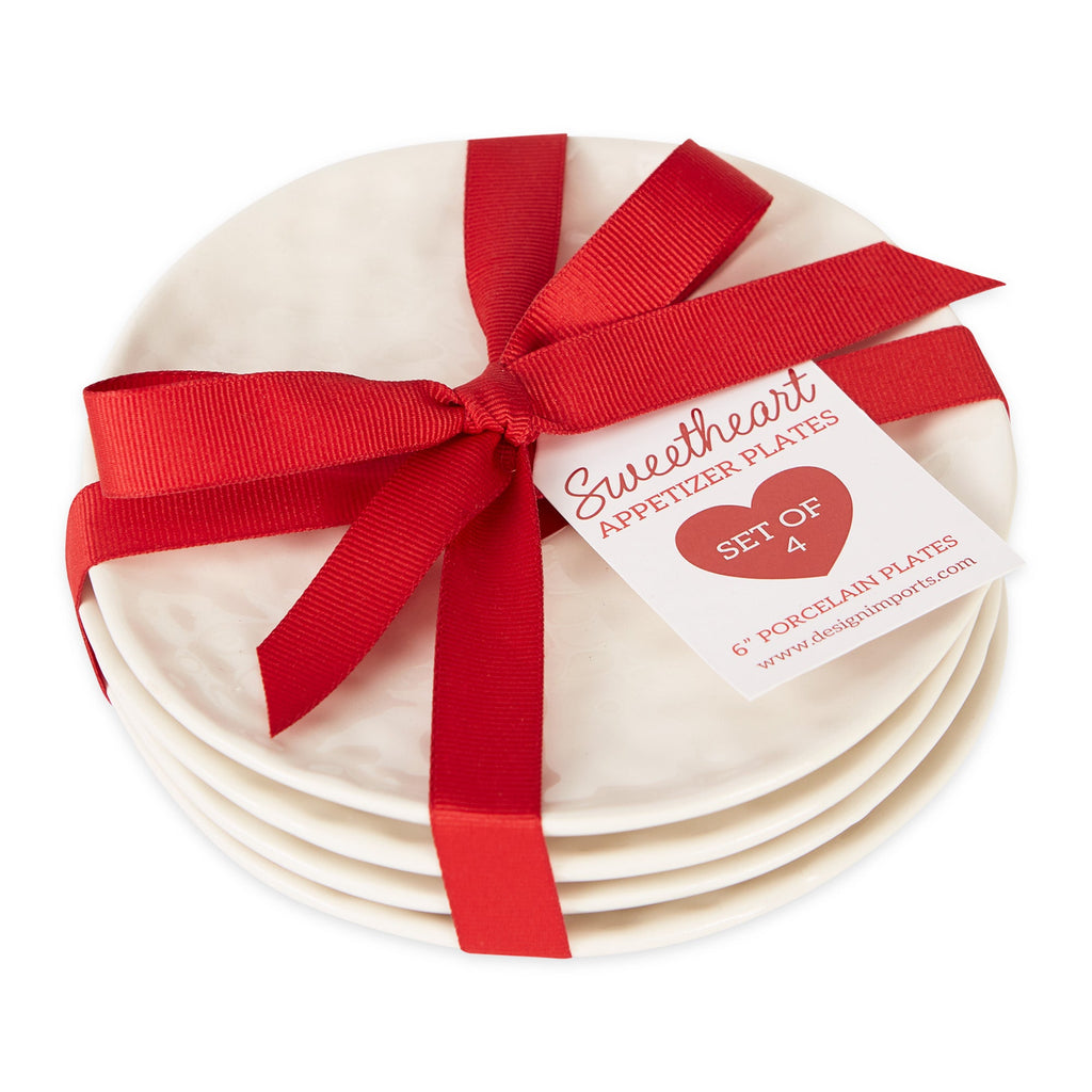 Red Heart Plate Set of 4