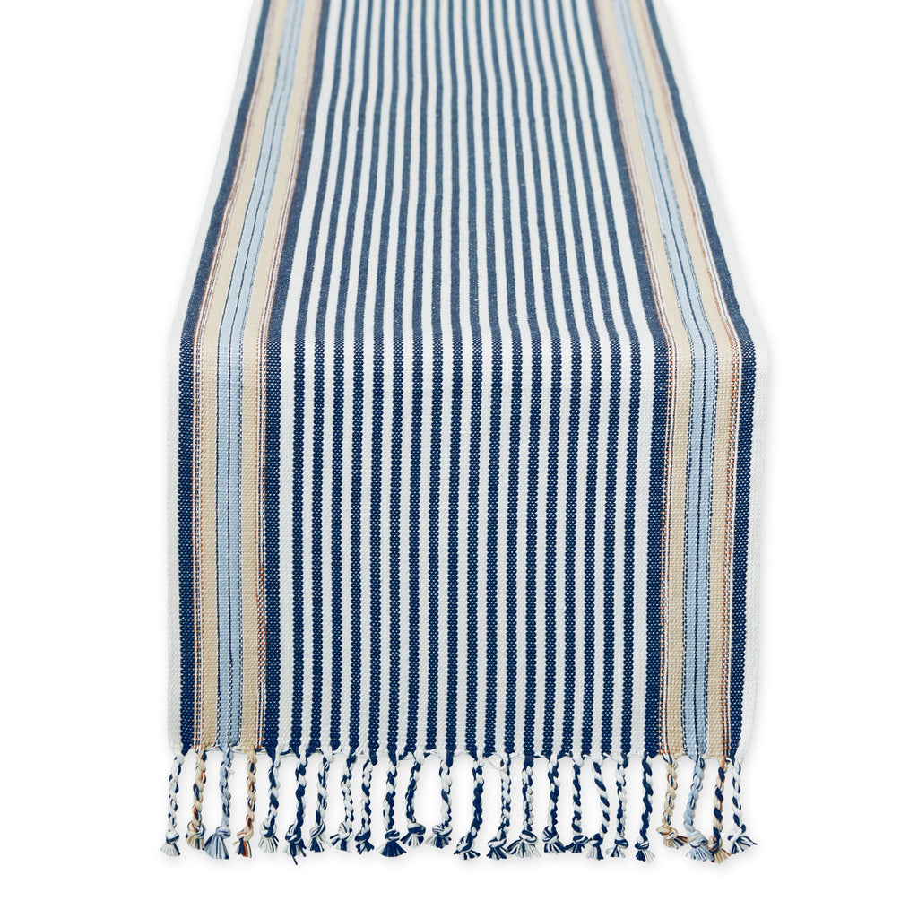 Boat House Stripe Fringe Table Runner - 14 x 72"