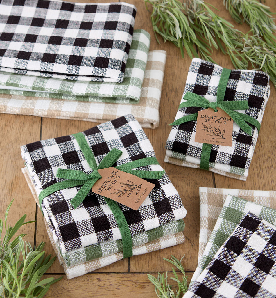 Green House Checks Heavyweight Essentials Dishtowel Set of 3