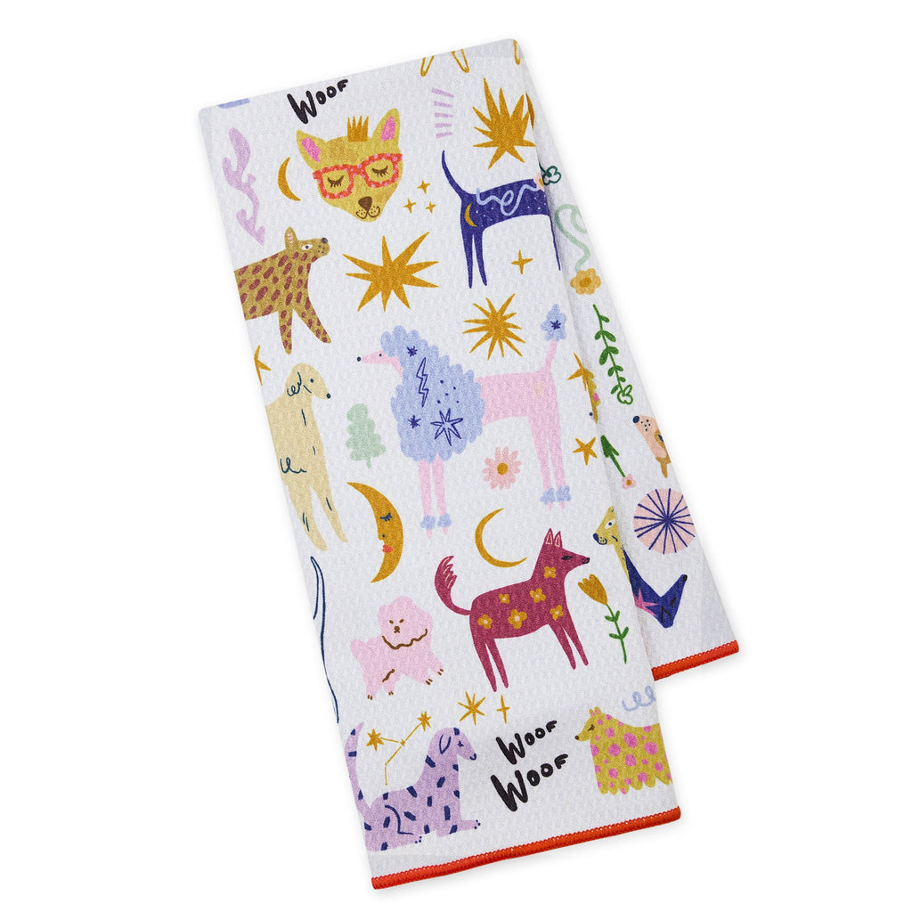 Doggy Disco Printed Microfiber Dishtowel