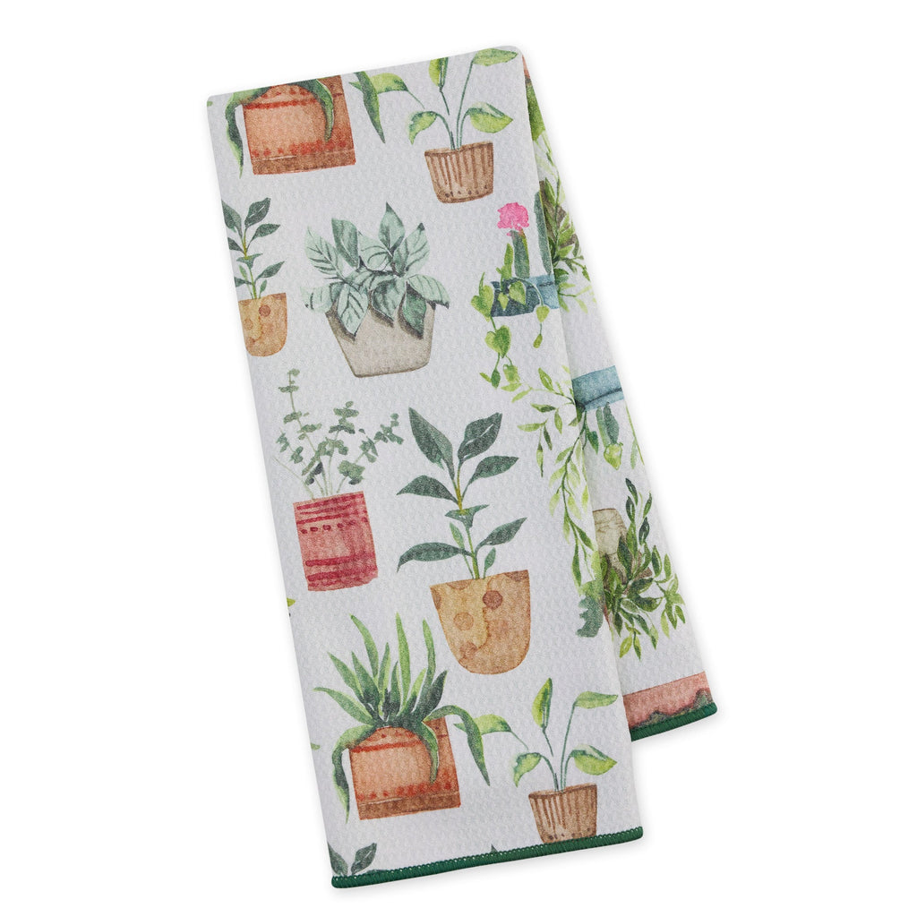 Potted Plants Printed Microfiber Dishtowel